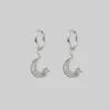 End Of Line LITTLE DREAMS. Moon & Star Hoop Earrings - Silver