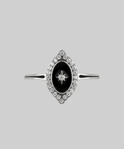 CLASSICS Rings REVERENCE. Oval Black Enamel Crystal Silver Ring