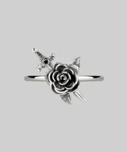 AW21 RHAPSODY. Dagger Through Rose Ring - Silver Rings
