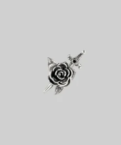 AW21 RHAPSODY. Dagger Through Rose Stud Earring - Silver