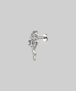 CLASSICS Earrings AMOR. Silver Rose Stem Stud Earring - Helix/Tragus