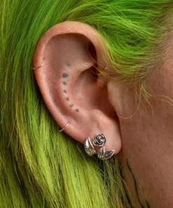 CLASSICS VERDURS. Rose & Foliage Earrings - Silver