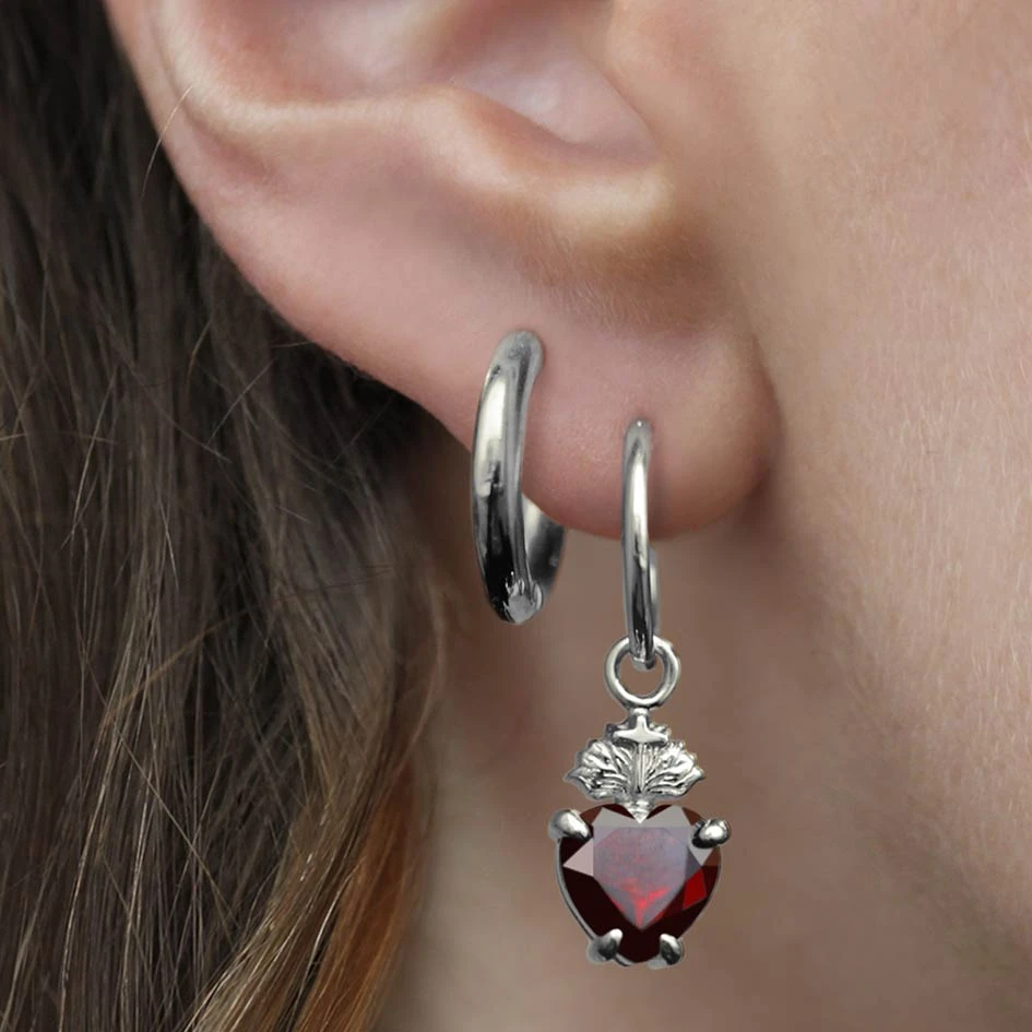 CLASSICS The Sacred Heart Garnet Earrings - Silver 2 CLASSICS The Sacred Heart Garnet Earrings - Silver