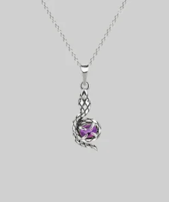 AW21 INSIDIOUS. Amethyst Coiled Snake Necklace - Silver Necklaces & Chains