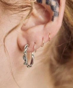 AW21 DEVISE. Double Headed Snake Twist Hoop Earrings - Silver