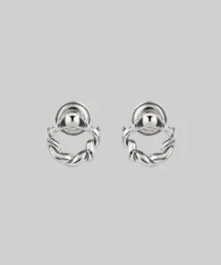 End Of Line REFUTE. Twisted Snake Door Knocker Earrings - Silver
