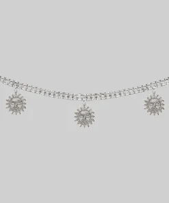 End Of Line LUMI. Sun Face Multi Charm Collar Necklace - Silver Necklaces & Chains