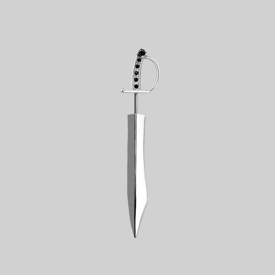 CLASSICS REVOLT. Black Spinel Sword Single Earring - Silver 1 CLASSICS REVOLT. Black Spinel Sword Single Earring - Silver