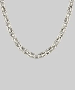 AW21 CASSIAN. Chunky Braid Chain Collar Necklace - Silver Necklaces & Chains