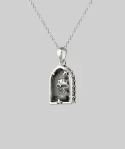 HALLOWEEN 2021 OMINOUS. Skull Under Glass Necklace - Silver