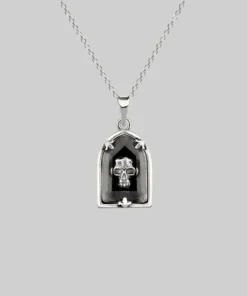 HALLOWEEN 2021 OMINOUS. Skull Under Glass Necklace - Silver