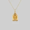 HALLOWEEN 2021 OMINOUS. Skull Under Glass Necklace - Gold Necklaces & Chains