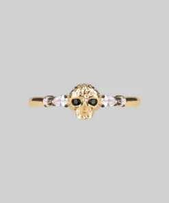 CLASSICS REMINISCENCE. Skull Head Onyx Gold Ring