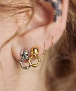 AW21 FORSAKE. Skull & Bones Door Knocker Earrings - Gold