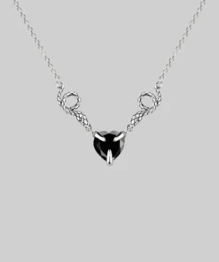 End Of Line DESIRE. Snakes & Heart Onyx Necklace - Silver Necklaces & Chains