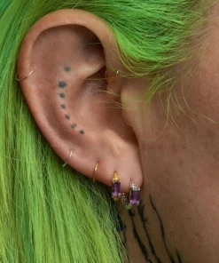 CLASSICS NYMPH. Amethyst Rectangle Hoop Earrings - Silver