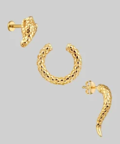 CLASSICS VEGA. 3 Piece Snake Wrap Earring - Gold