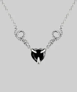 End Of Line DESIRE. Snakes & Heart Onyx Necklace - Silver Necklaces & Chains