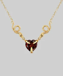End Of Line Necklaces & Chains DESIRE. Snakes & Heart Garnet Necklace - Gold