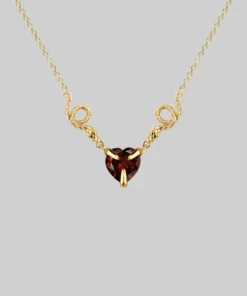 End Of Line Necklaces & Chains DESIRE. Snakes & Heart Garnet Necklace - Gold