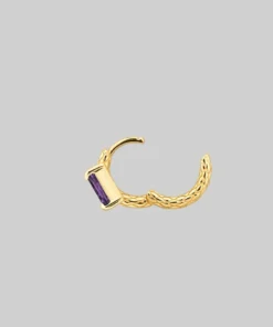 CLASSICS NYMPH. Amethyst Rectangle Hoop Earrings - Gold 14 CLASSICS NYMPH. Amethyst Rectangle Hoop Earrings - Gold
