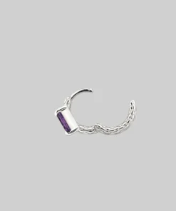 CLASSICS NYMPH. Amethyst Rectangle Hoop Earrings - Silver 14 CLASSICS NYMPH. Amethyst Rectangle Hoop Earrings - Silver