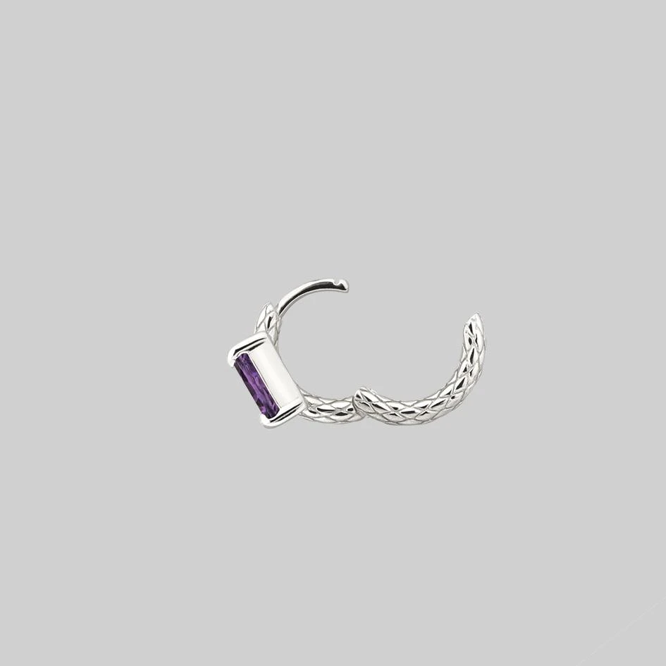 CLASSICS NYMPH. Amethyst Rectangle Hoop Earrings - Silver 7 CLASSICS NYMPH. Amethyst Rectangle Hoop Earrings - Silver