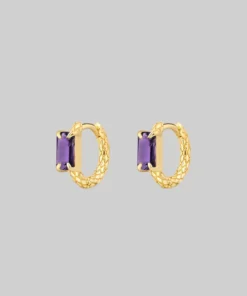 CLASSICS NYMPH. Amethyst Rectangle Hoop Earrings - Gold 11 CLASSICS NYMPH. Amethyst Rectangle Hoop Earrings - Gold