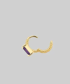 CLASSICS Earrings NYMPH. Amethyst Rectangle Clicker Ring - Gold