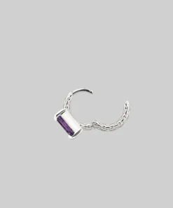 CLASSICS NYMPH. Amethyst Rectangle Clicker Ring - Silver Earrings