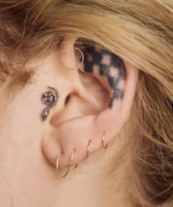 AW21 Earrings INSIDIOUS. Amethyst Coiled Snake Stud Earring - Gold