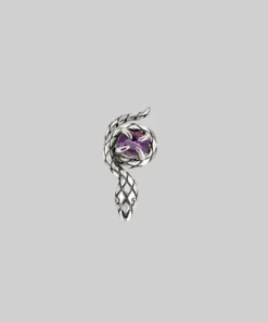 AW21 Earrings INSIDIOUS. Amethyst Coiled Snake Stud Earring - Silver
