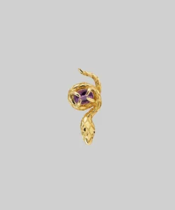 AW21 Earrings INSIDIOUS. Amethyst Coiled Snake Stud Earring - Gold