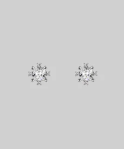 CLASSICS SACCHARINE. Cubic Zirconia Silver Stud Earrings