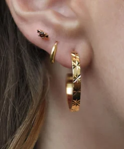 CLASSICS BROOKE. Etched Starburst Hoop Earrings - Gold