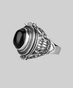 CLASSICS SAROS. Silver Poison Trinket Ring - Onyx Rings