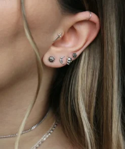 CLASSICS LIFE & DEATH. Tiny Sterling Silver Skull & Rose Studs Earrings