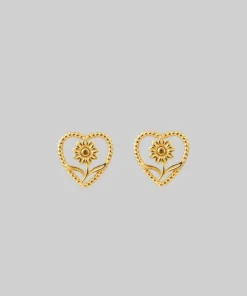 CLASSICS APRIL. Sunflower Heart Stud Earrings - Gold