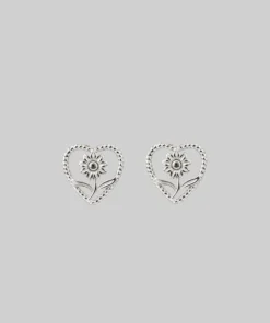 CLASSICS APRIL. Sunflower Heart Stud Earrings - Silver