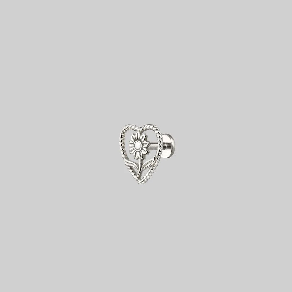 CLASSICS APRIL. Sunflower Heart Stud Earring - Silver Earrings 1 CLASSICS APRIL. Sunflower Heart Stud Earring - Silver Earrings