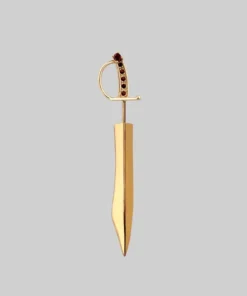 CLASSICS REVOLT. Garnet Sword Single Earring - Gold Earrings
