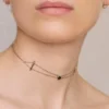 AW21 VINDICATE. Swords & Onyx Heart Choker - Silver