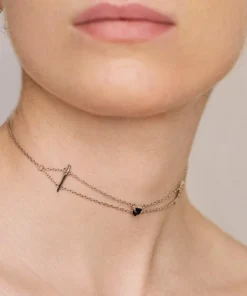 AW21 VINDICATE. Swords & Onyx Heart Choker - Gold Necklaces & Chains