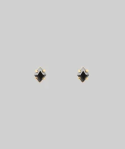 CLASSICS ACE. Onyx Diamond Gold Stud Earrings
