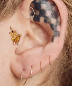 AW21 RHAPSODY. Dagger Through Rose Stud Earring - Silver