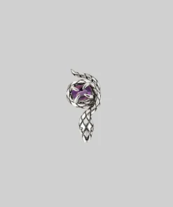 AW21 Earrings INSIDIOUS. Amethyst Coiled Snake Stud Earring - Silver