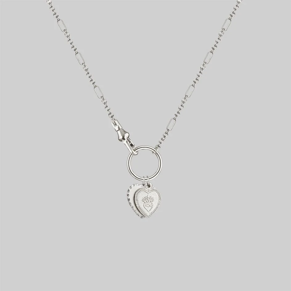 CLASSICS VALENTINA. Multi Heart Charm Clasp Necklace - Silver Necklaces & Chains 2 CLASSICS VALENTINA. Multi Heart Charm Clasp Necklace - Silver Necklaces & Chains