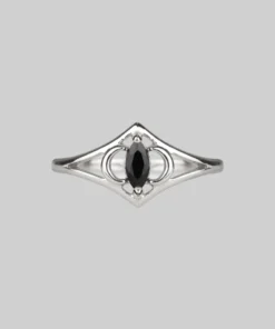 CLASSICS CELESTIAL. Two Moons Black Spinel Silver Ring Rings