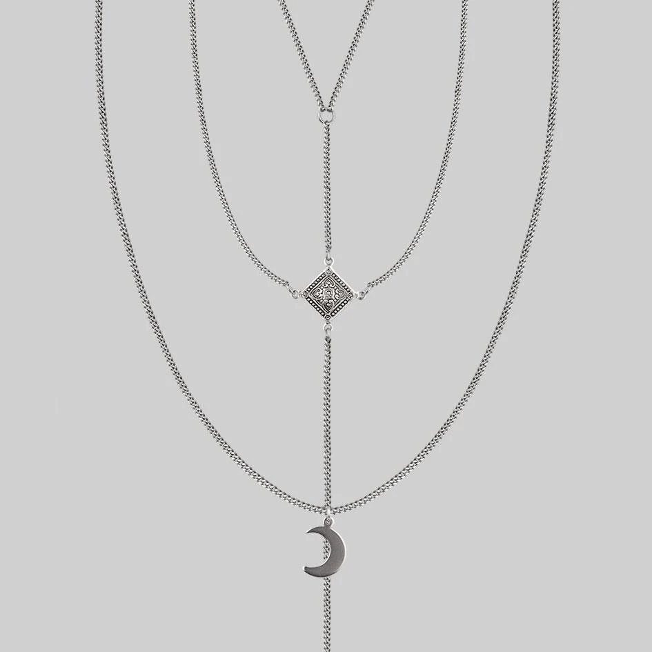 CLASSICS Necklaces & Chains ZODIAC. Layered Moon Chain Choker - Silver 1 CLASSICS Necklaces & Chains ZODIAC. Layered Moon Chain Choker - Silver