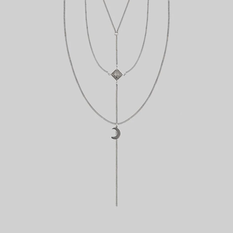 CLASSICS Necklaces & Chains ZODIAC. Layered Moon Chain Choker - Silver 3 CLASSICS Necklaces & Chains ZODIAC. Layered Moon Chain Choker - Silver
